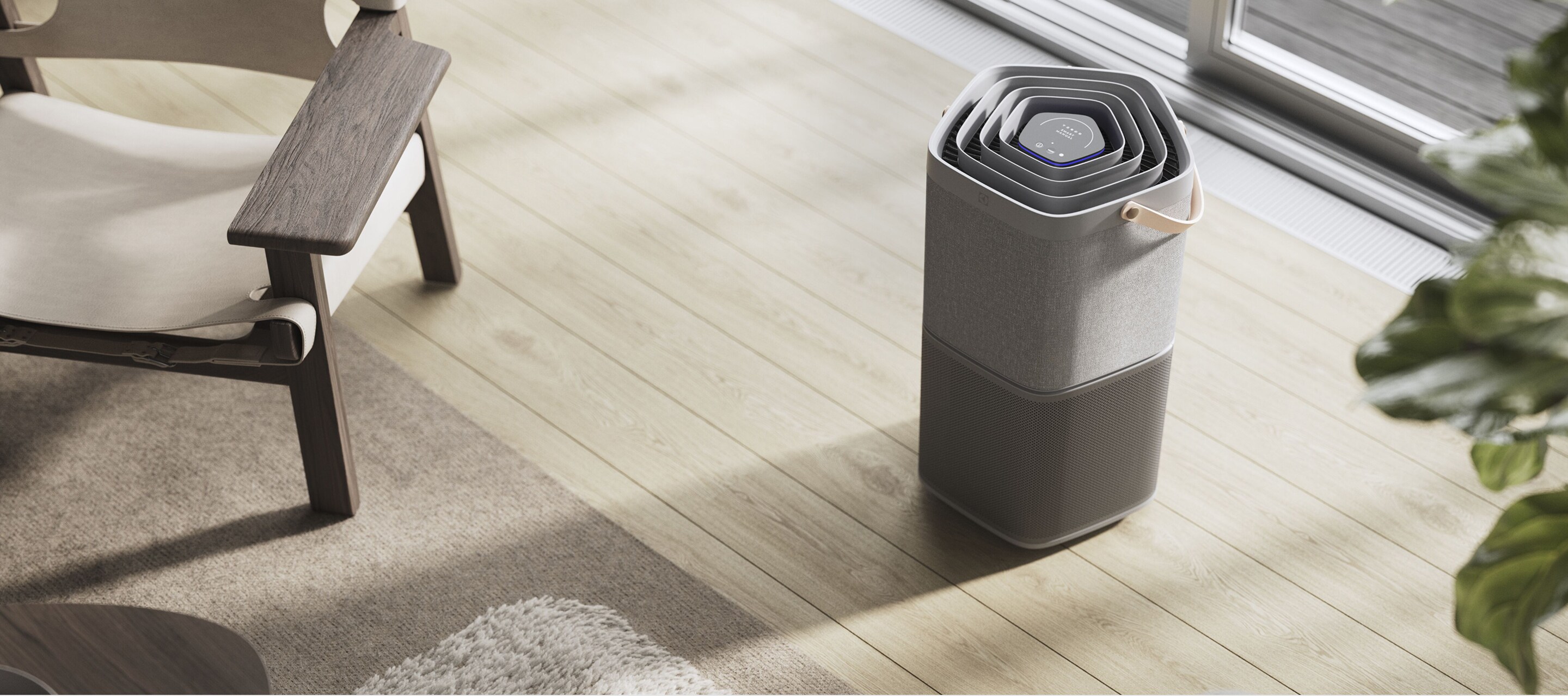 Šedý čistič vzduchu od Electrolux.